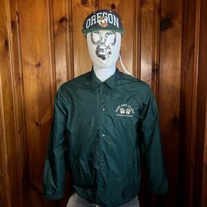 Tri-Mountain M Vintage Windbreaker Jacket Green Embroidered Animal Shelter
